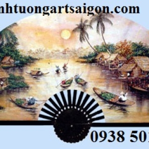 tranh quạt chợ nổi miền tây