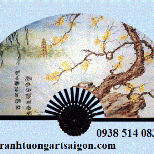 tranh quạt mai lan cúc trúc