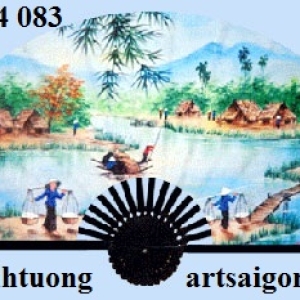 tranh quạt đồng quê viêt nam