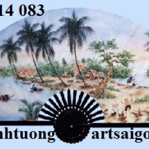 tranh quạt đồng quê viêt nam