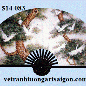 tranh quạt tùng hạt 