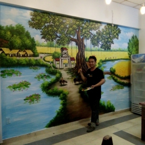 Vẽ tranh tường quán mì quảng quận bình thạnh