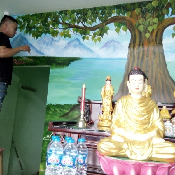 Sơn sửa tượng phật  , vẽ tranh  Cây Bồ Đề phường 13 tân bình 