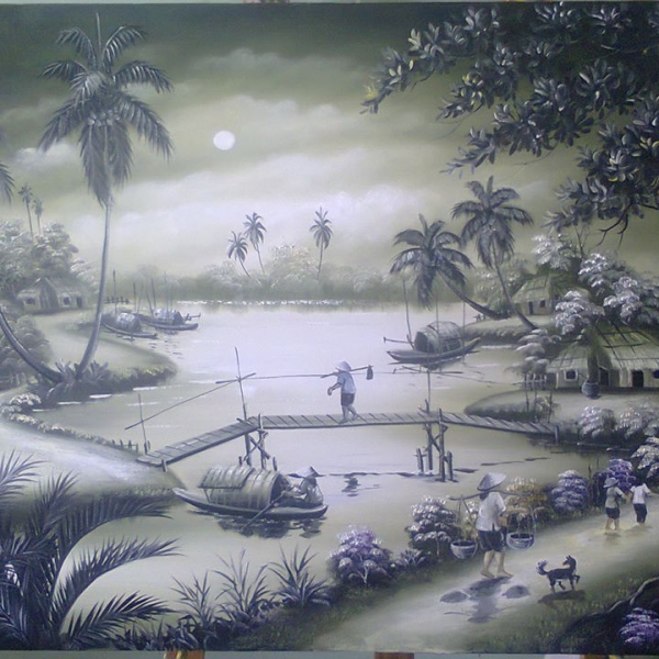 tranh phong canh dong que 