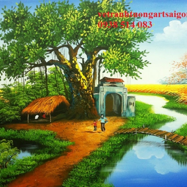 tranh phong canh lang que gia re 