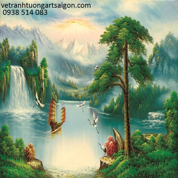 tranh sơn dầu thuận buồm xuôi gió