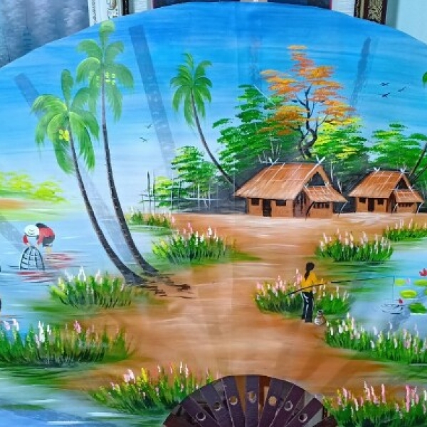 Tranh quạt đồng quê 