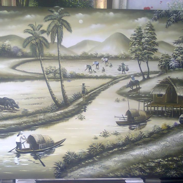 tranh son dau dong que 