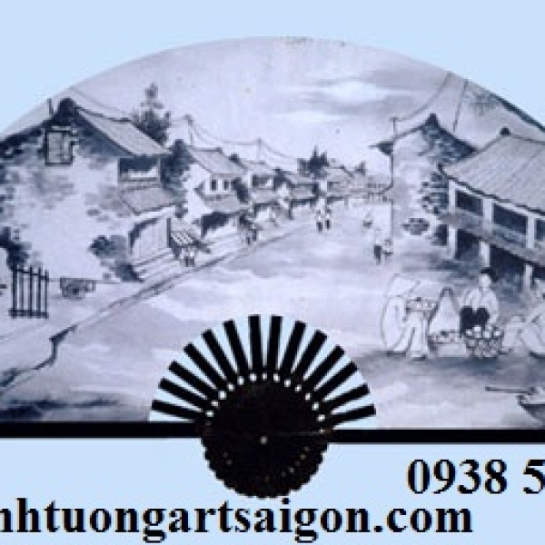 tranh quạt phố cổ hội an 