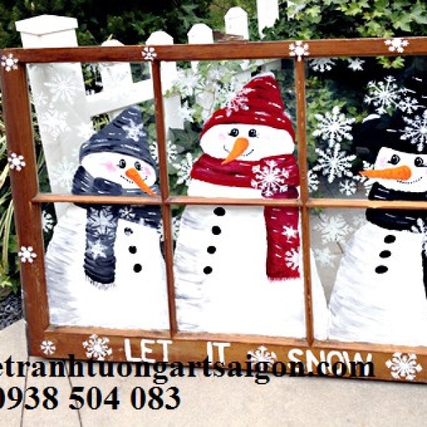 Vẽ tranh trang tri noel trên kính,vẽ tranh trang trí tết trên kính