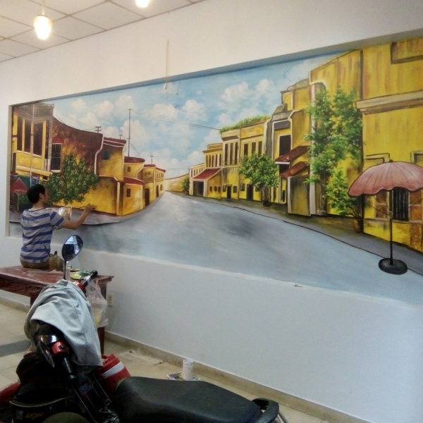 Vẽ tranh tường cafe giá rẻ tại tphcm 