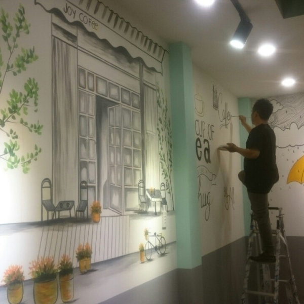Vẽ tranh tường quán cafe giá rẻ quận tân phú